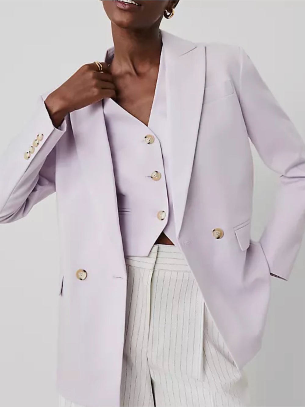 Ann Taylor Light Pink Double-Breasted Blazer